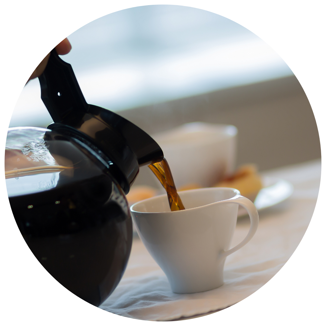 Coffee pot with brewing station for breakroom setups by Southeast Office Products.